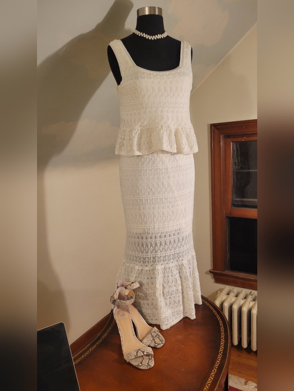 NWOT House Of Harlow Cream Knit 2 Piece Dress Size M
